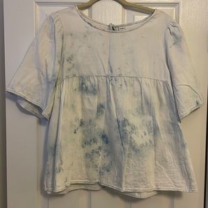 Blue and White Tie Dye babydoll top